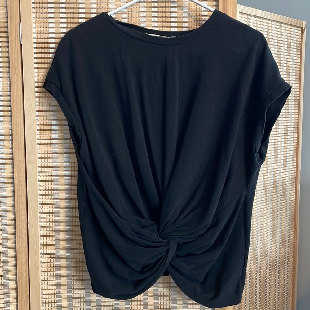 Very cute black sweater style knit gathered crop top! So cute for summer!